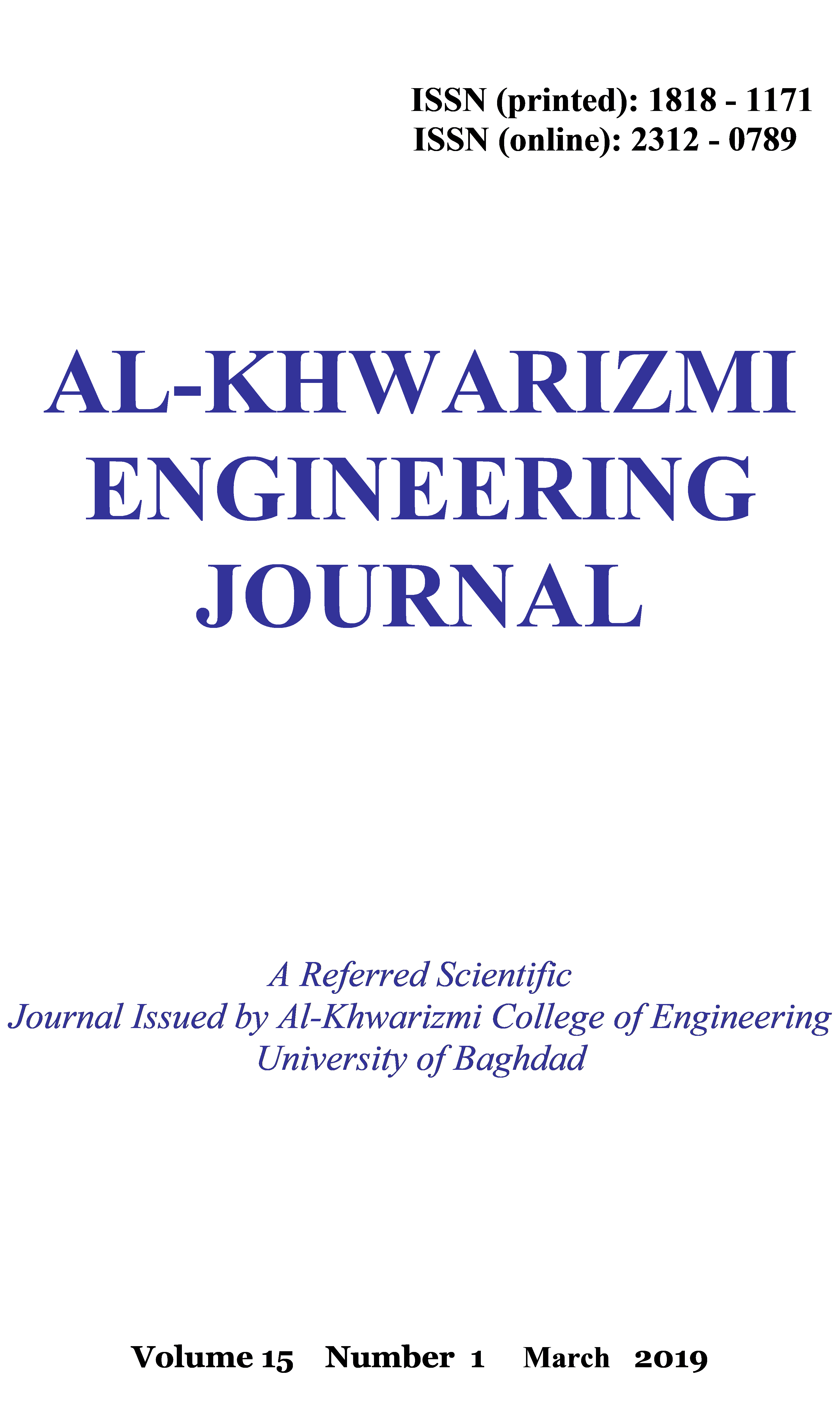 					View Vol. 15 No. 1 (2019): Al-Khwarizmi Engineering Journal
				