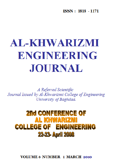 					View Vol. 6 No. 1 (2010): Al-Khwarizmi Engineering Journal
				