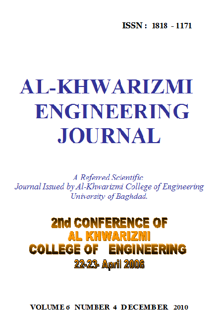 					View Vol. 6 No. 4 (2010): Al-Khwarizmi Engineering Journal
				