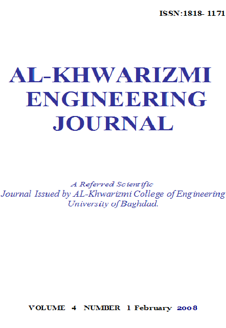 					View Vol. 4 No. 1 (2008): Al-Khwarizmi Engineering Journal
				