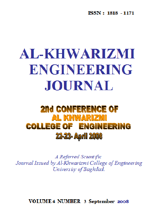					View Vol. 4 No. 3 (2008): Al-Khwarizmi Engineering Journal
				